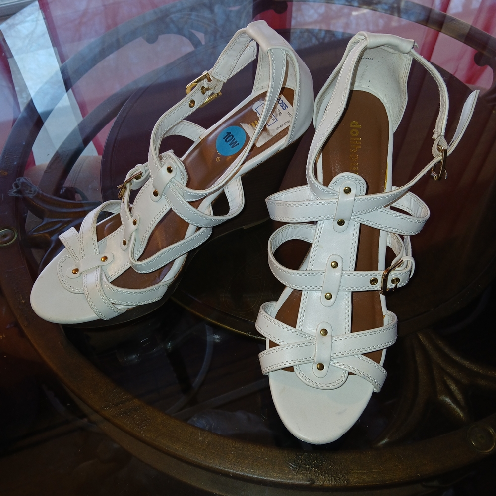 Dollhouse White Strappy Gladiator Wedge Sandals
